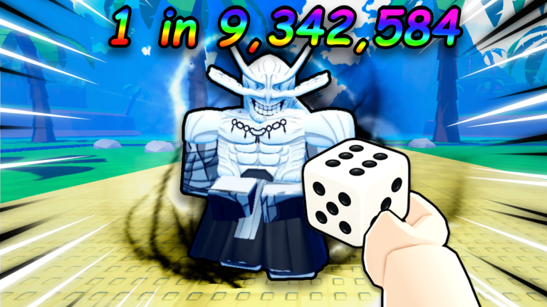 Official Anime Dice Roblox thumbnail showing a dice roll encounter