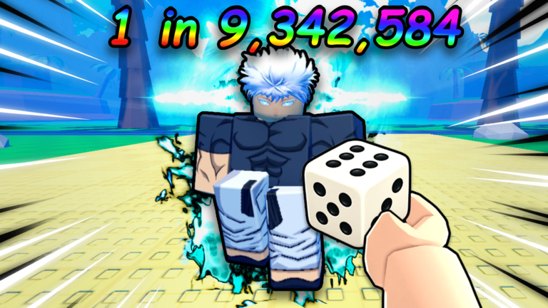 Official Anime Dice Roblox thumbnail showing an anime-inspired character and a die
